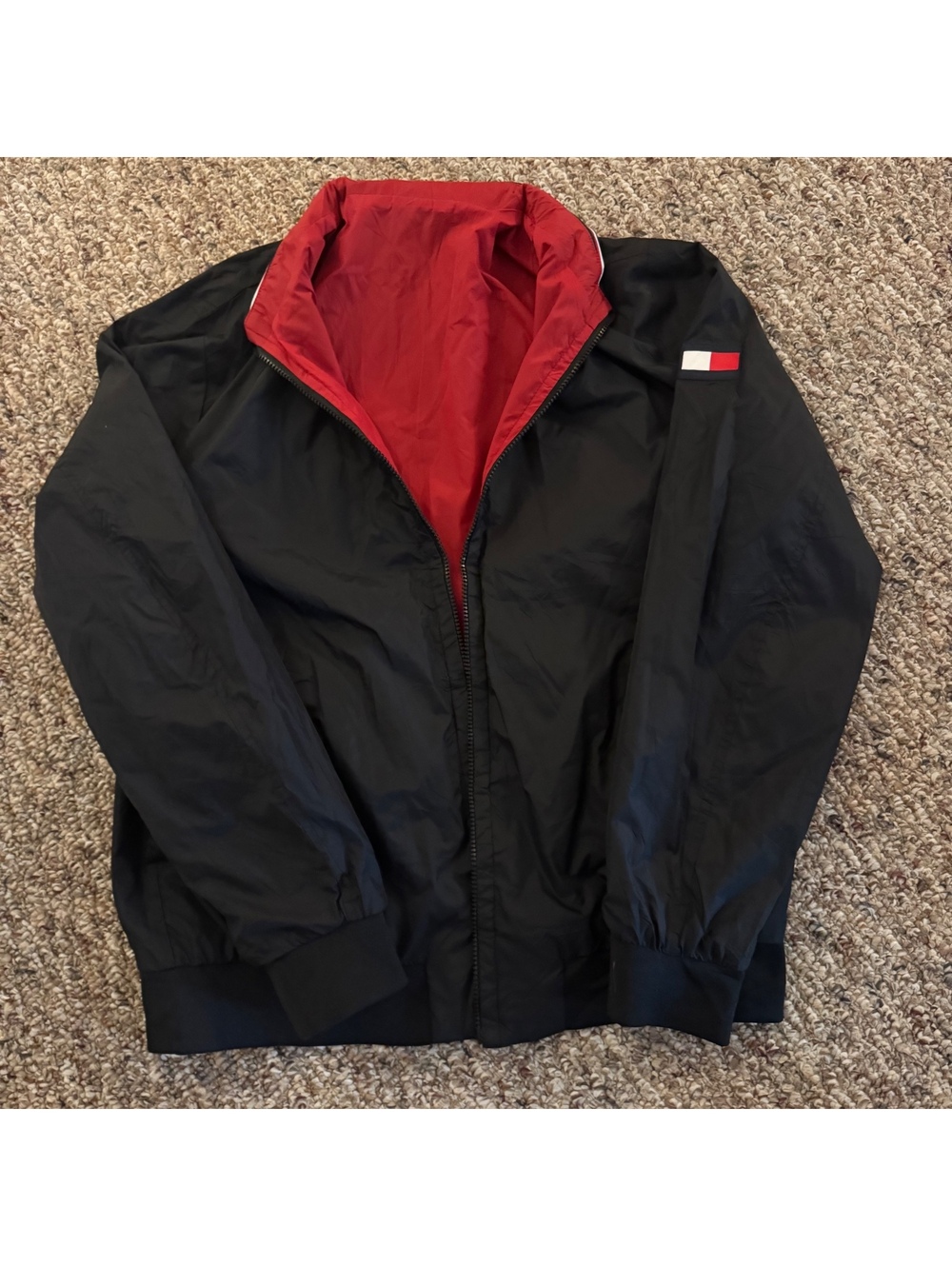 Tommy Hilfiger Men’s Reversible Full Zip Windbreaker Jacket Navy/Red Size XL